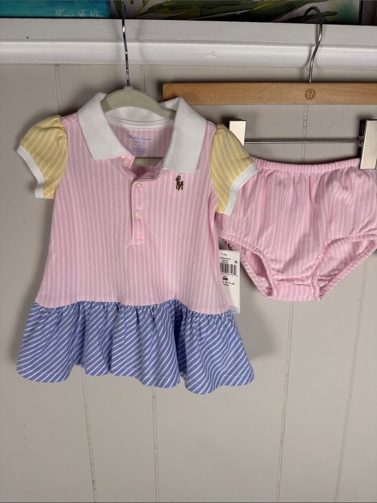 Ralph Lauren Other - Ralph Lauren NWT Girls Striped Polo Dress Matching Bloomers Set Size 3M
